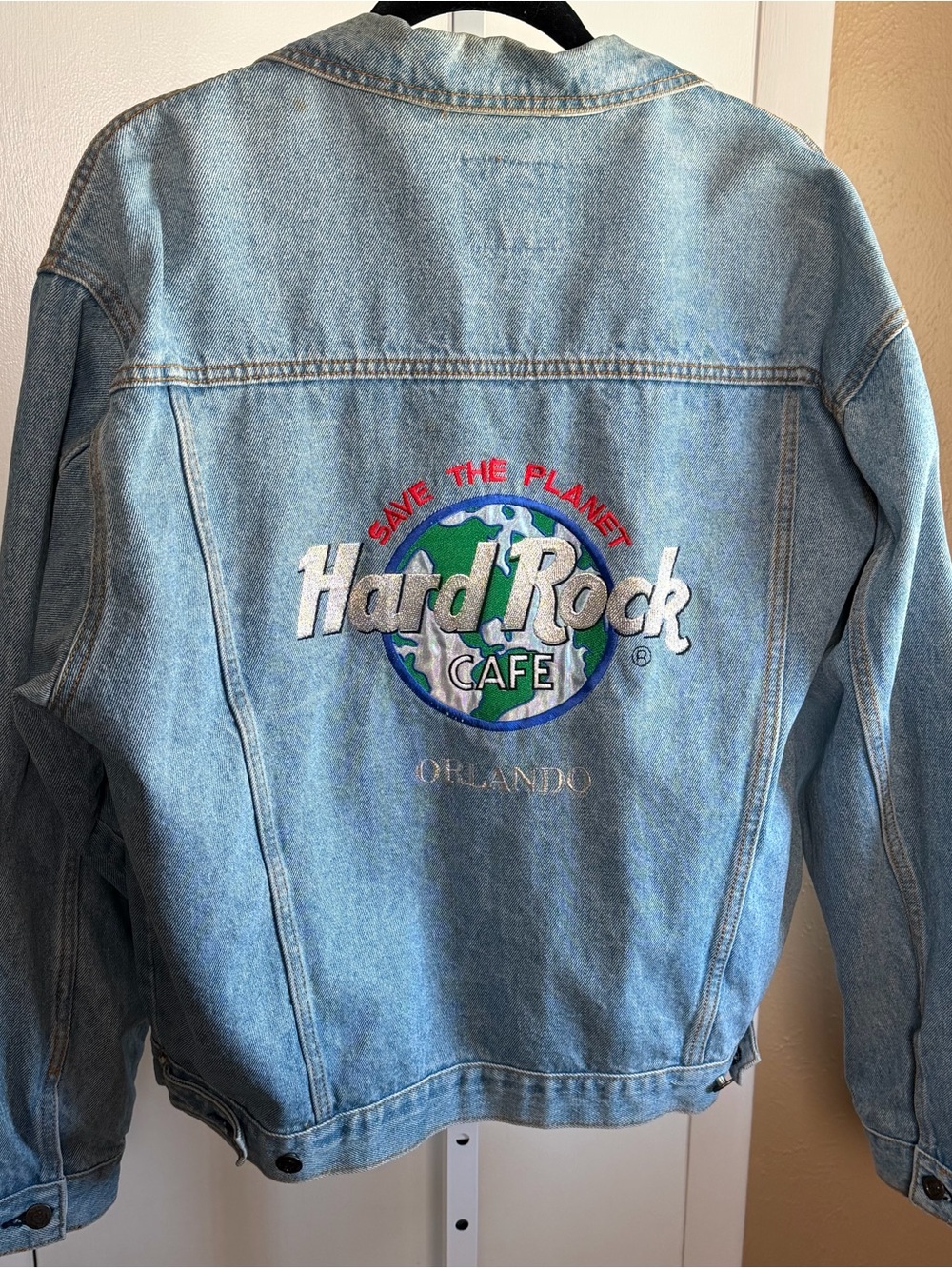 Vintage Hard Rock Cafe Orlando Denim Jacket L Save The Planet 90s Cotton